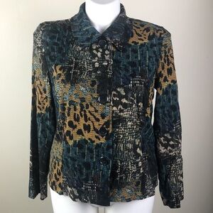 Briggs New York Collared Jacket Leopard Print